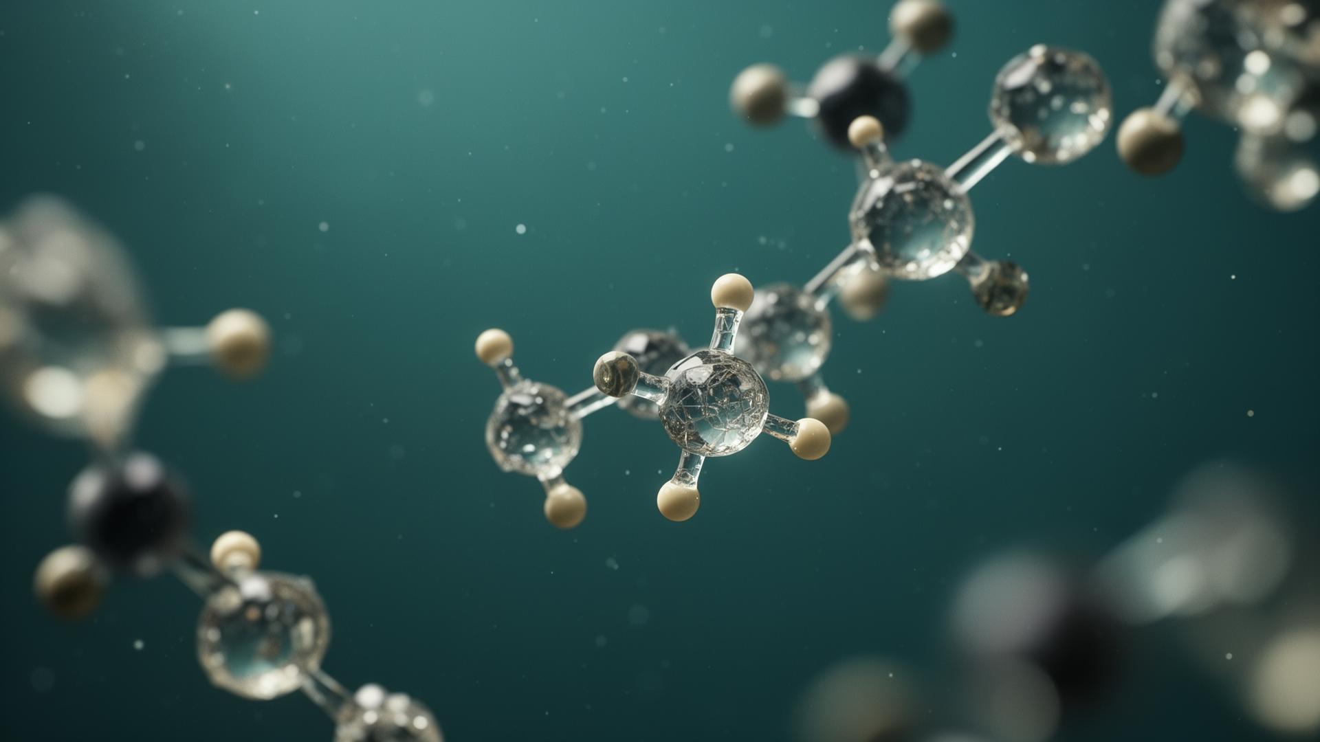 Crystalline molecular structures in teal light representing precision reagents